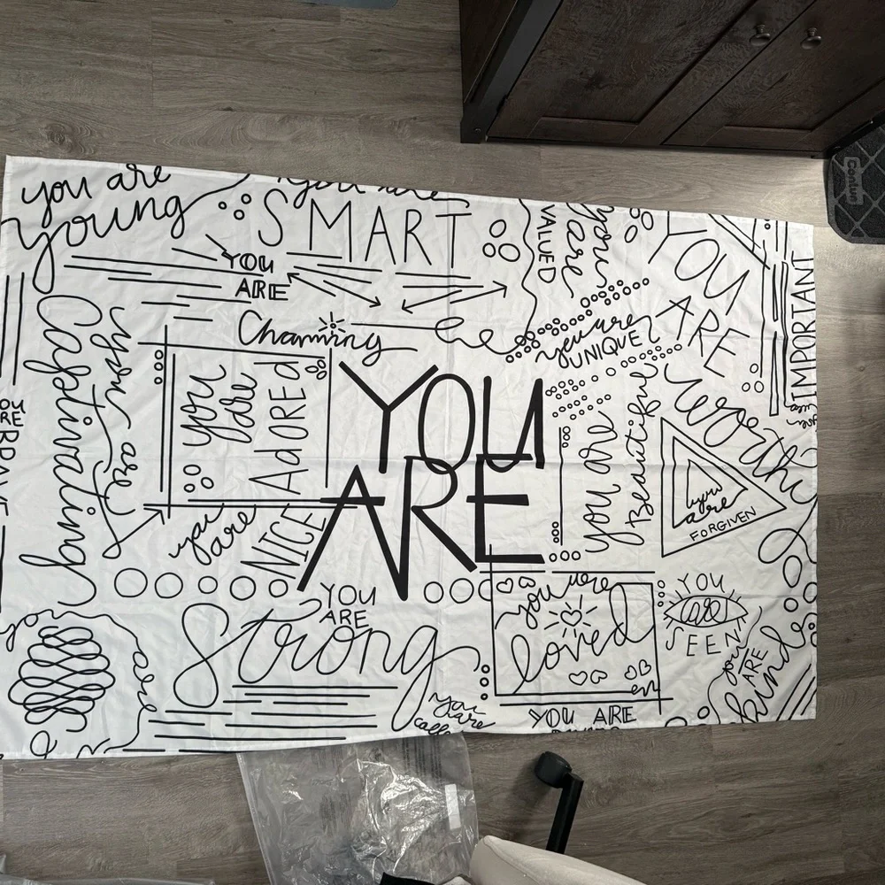 Inspirational Black and White Tapestry